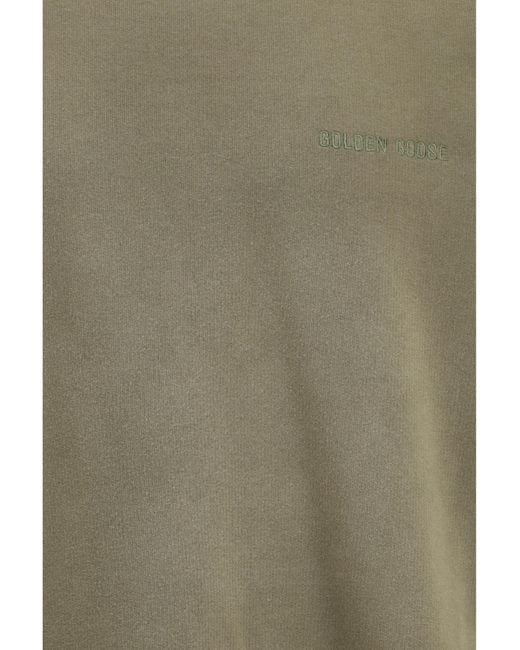 Golden Goose Deluxe Brand Green Journey Crew Neck Garment-Dyed Cotton Fleece Sweatshirts for men