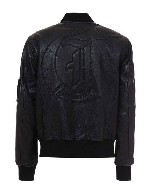 Roberto Cavalli Men's Black Leather Just Cavalli Jacket