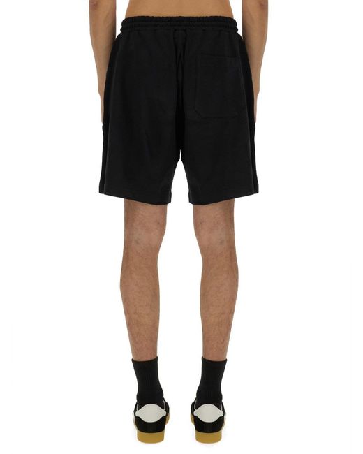 MSGM Black Shorts With Micro Logo Detail for men