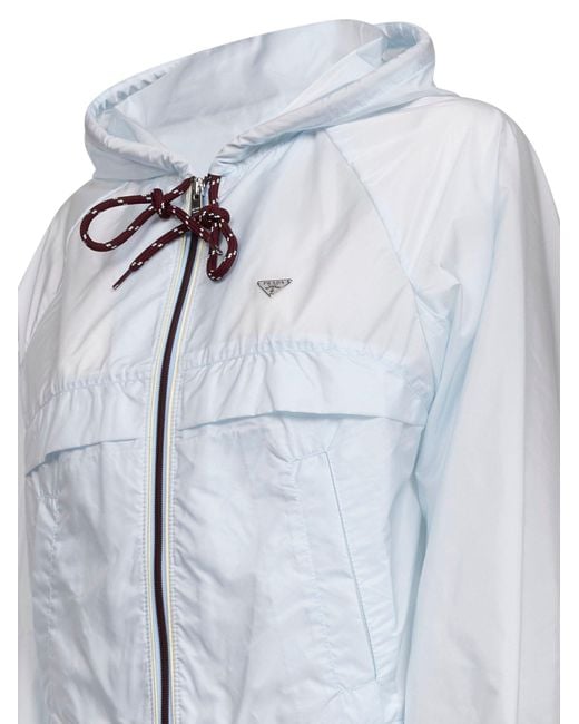 Prada Blue Re-Nylon Hooded Jacket Recycled Polyamide Bomber