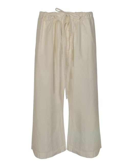 Casey Casey Natural Cropped Lace Trousers