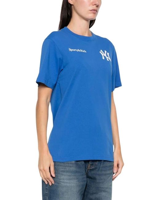 Sporty & Rich Blue Champions Crew-Neck T-Shirt