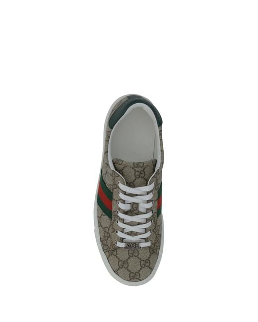 Gucci Green Sneakers With Gg Monogram And Web Detail