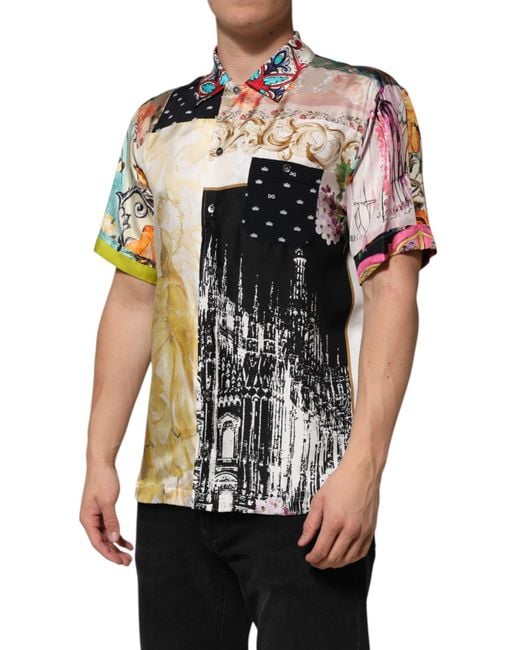 Dolce & Gabbana Multicolor Printed Button Down Casual Shirt for men