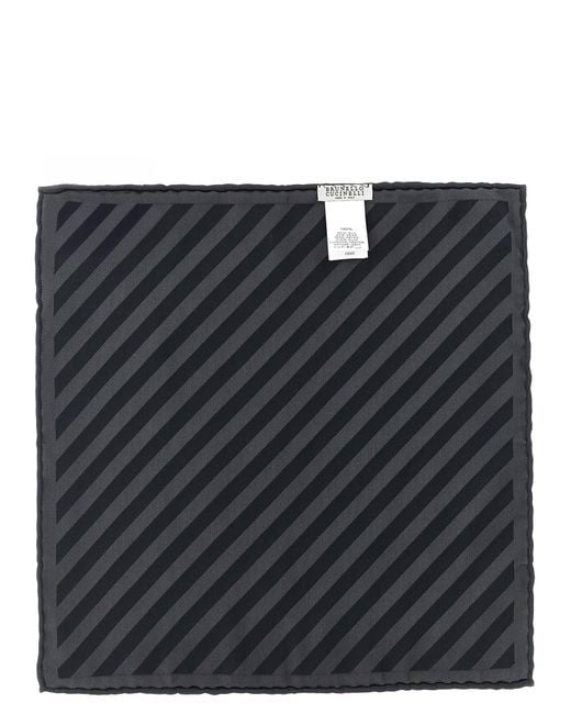 Brunello Cucinelli Black Silk Pocket Square Accessory for men