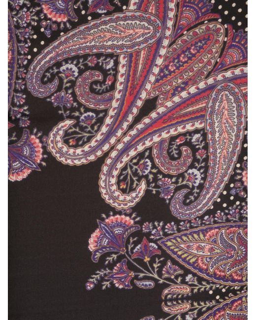 Etro Purple Decorated Silk Twill Scarf