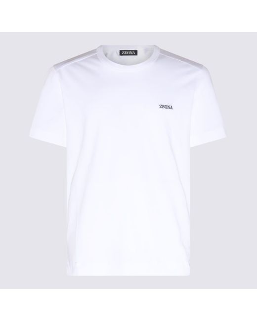 Zegna White And Black Cotton T-shirt for men