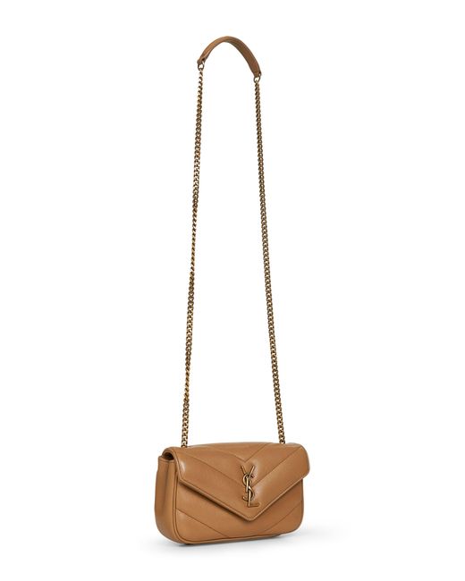 Saint Laurent Natural Loulou Mini Crossbody Bag