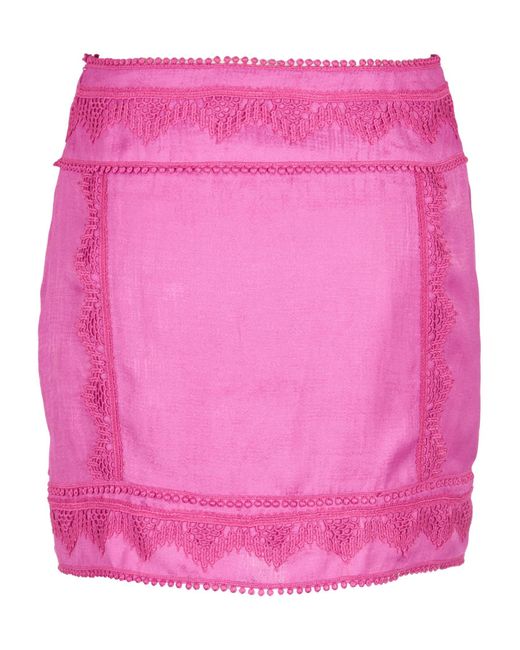 IRO Pink Fringed Mini Skirt