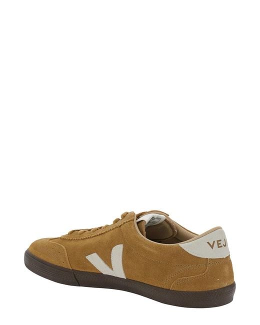 Veja Natural Low Top Sneakers With Logo Patch Suede Trainers