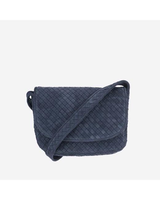 Bottega Veneta Blue Veneto Messenger Bag Suede Calfskin Shoulder for men