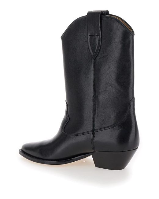 Isabel Marant Black 'Duetro' Ankle Boots With Western Heel