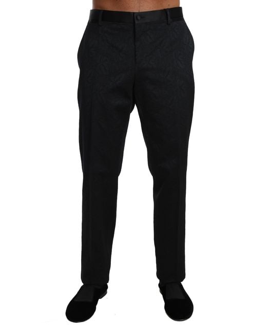 Dolce & Gabbana Black Wool Stretch Dress Trousers Pants for men