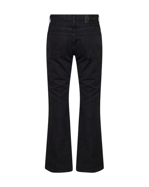 Khaite Black Cotton Denim Clara Flared Cropped Jeans