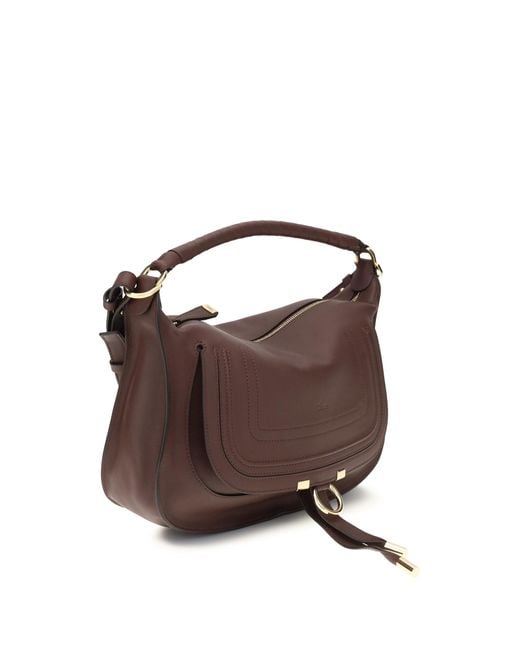 Chloé Brown Shoulder Bag Marcie Calf Leather