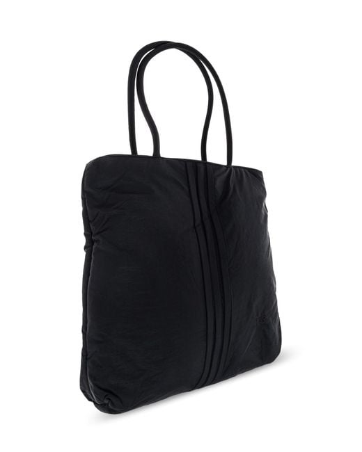 Y-3 Black Padded Stripes Logo Tote Bag