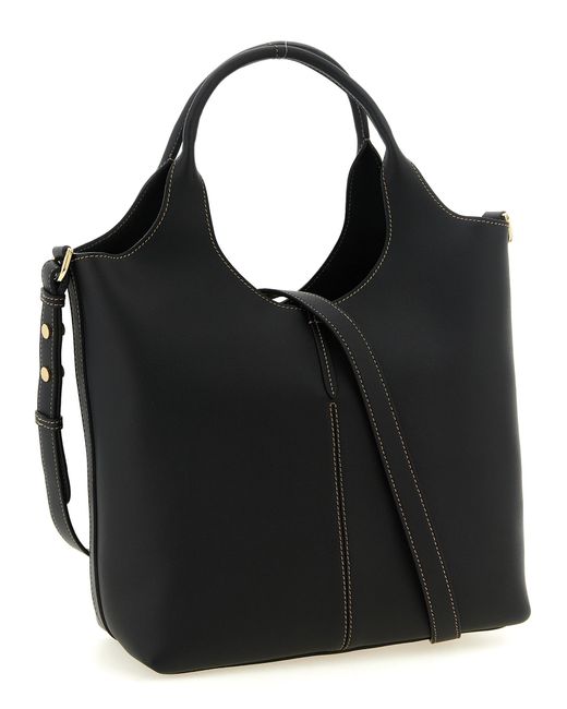 Tod's Black Small Metal Plate Shopping Bag