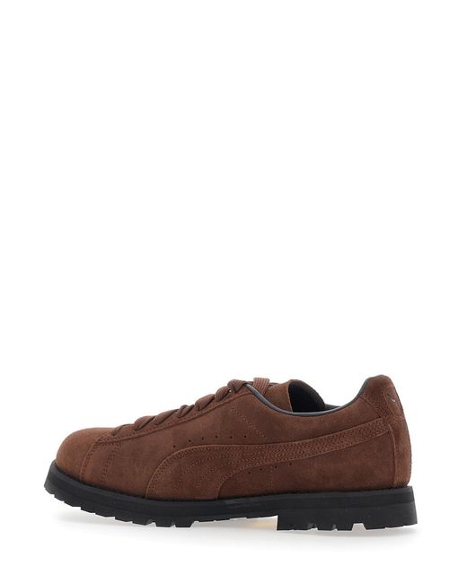 PUMA Brown Sneakers, Leather Leather/Rubber Trainers for men