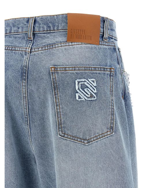 GIUSEPPE DI MORABITO Blue Crystal Jeans Cotton
