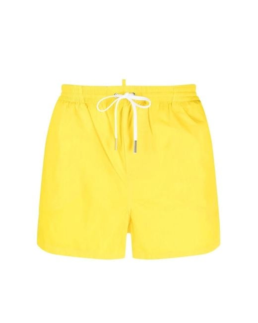 DSquared² Yellow Icon Logo Swim Shorts for men