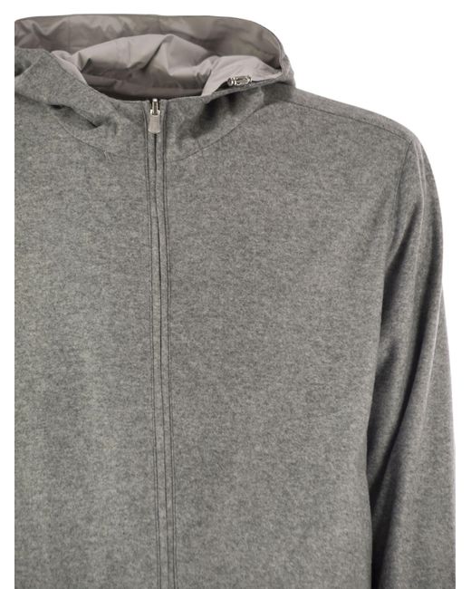 Fedeli Gray Reversible Bomber Jacket With Hood for men