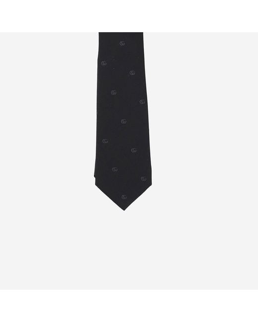 Gucci Black Silk Jacquard Tie Double G Ties & Bow for men