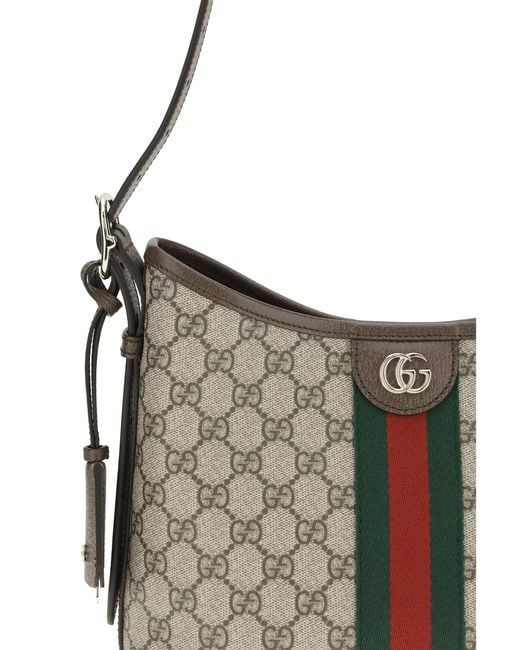 Gucci Gray Small Ophidia Shoulder Bag Polyurethane; Cotton Handbags