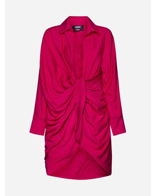 Jacquemus Pink Bahia Viscose-Blend Dress