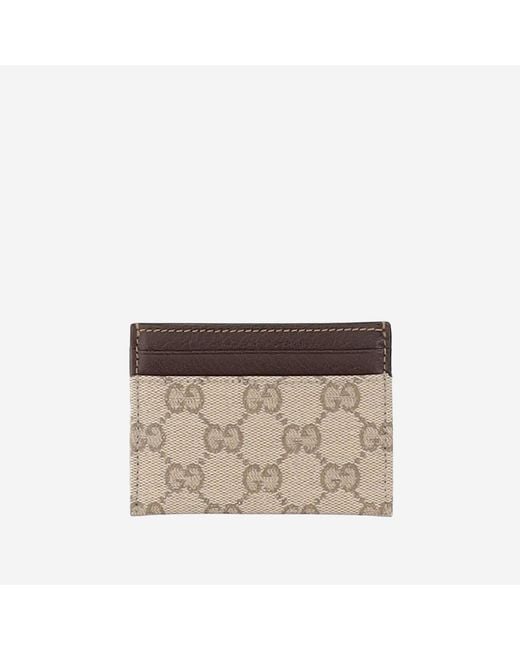 Gucci Brown Card Holder Essence Classic Cotton Wallets & Cardholders for men