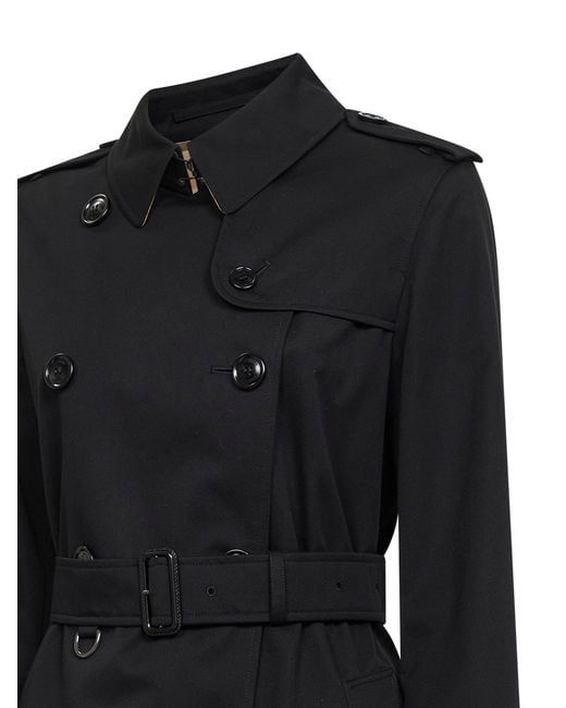 Burberry Black Mid-Length Kensington Heritage Trench Coat