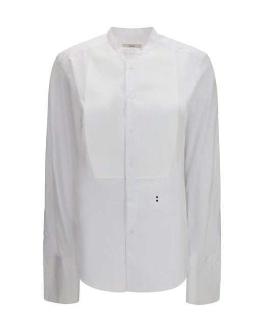 Fendi White Poplin Shirt Cotton