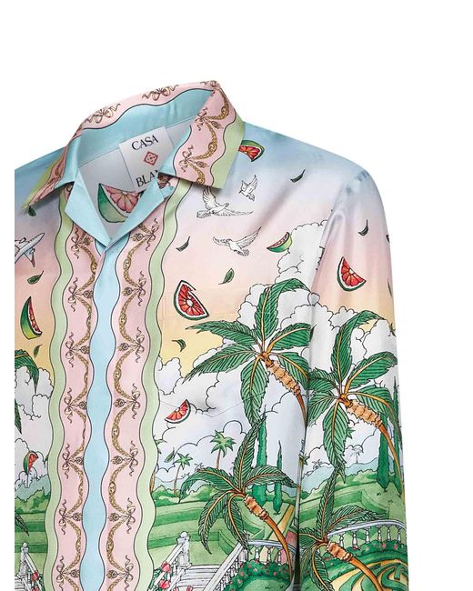 Casablanca Green Laduree X Printed Silk Shirt for men