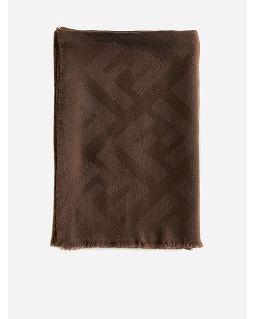 Fendi Ff Wool And Cashmere Shawl in Brown | Lyst