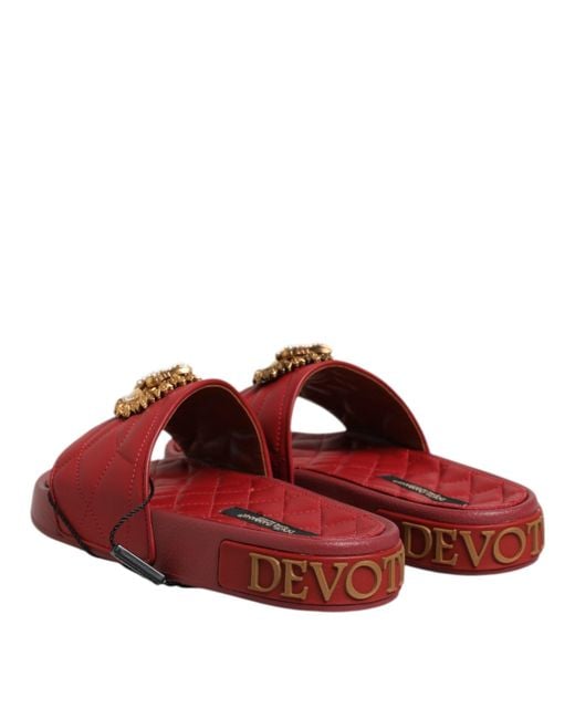 Dolce & Gabbana Red Quilted Slide Sandal