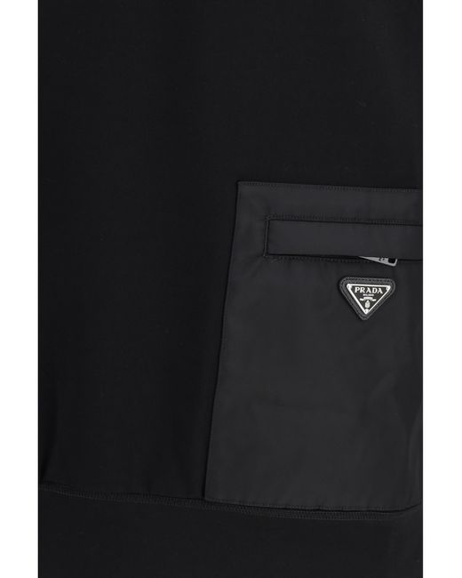 Prada Black Sweatshirt Stretch Jersey Viscose Knitwear for men