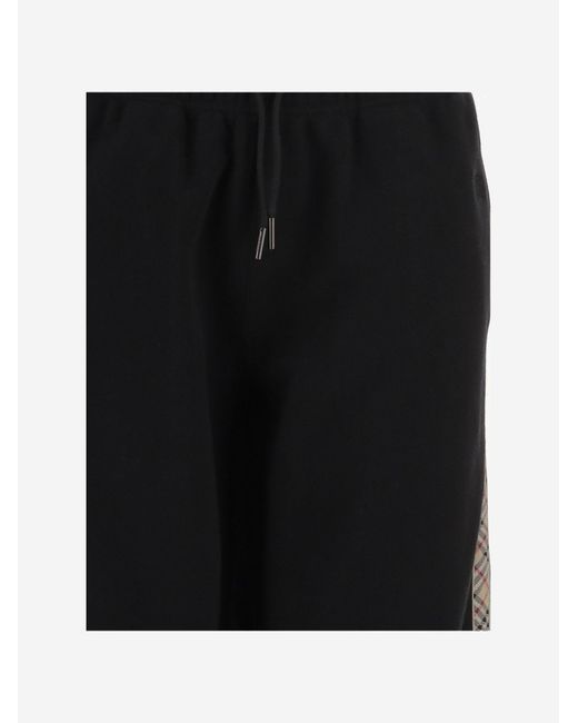Burberry Black Cotton Pants With Check Details Trousers