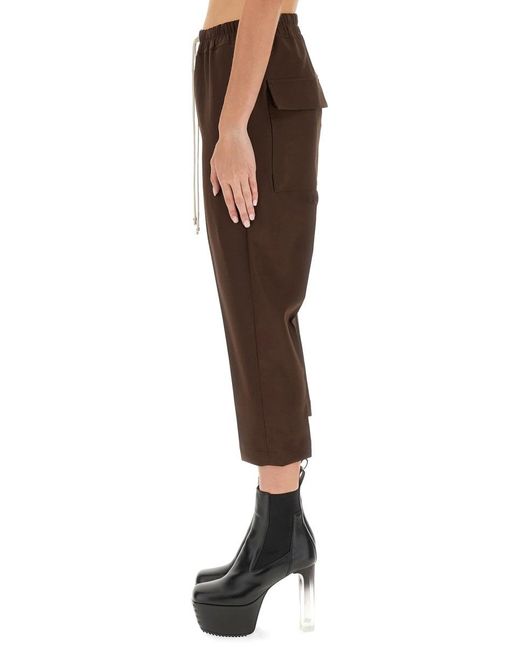 Rick Owens Brown Drawstring Astaires Cropped Pants