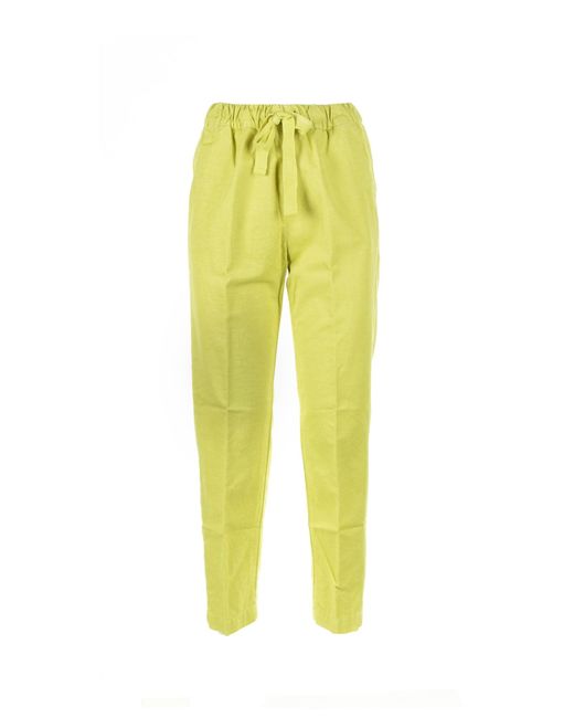 Myths Yellow High-Waisted Trousers With Drawstring
