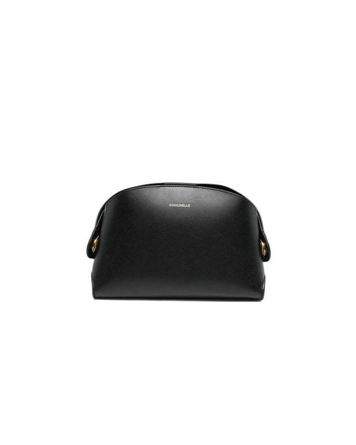 Coccinelle Black Handbag Calf Split Leather Bags Handbags