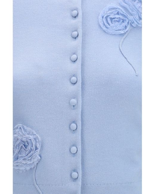 Self-Portrait Blue Flower Knit Cardigan