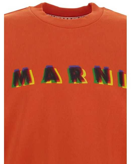 Marni Orange 3d Logo Print Sweatshirt for men