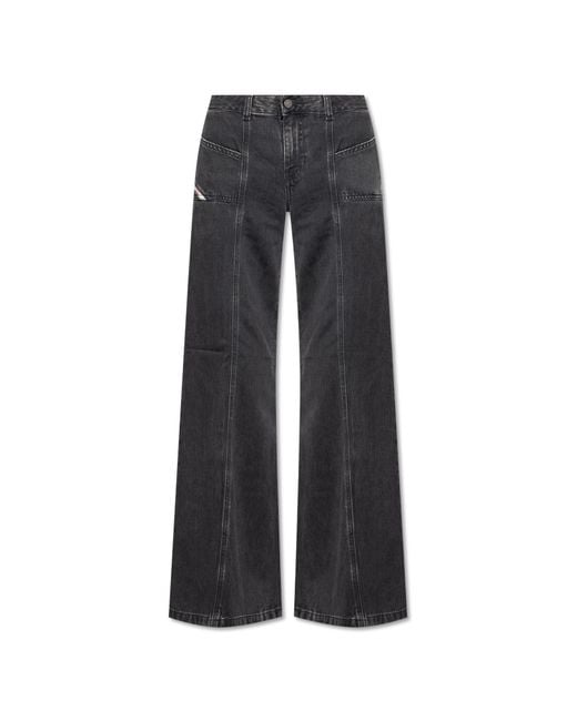 DIESEL D-akii 068hn Flared Bootcut Jeans in Black | Lyst