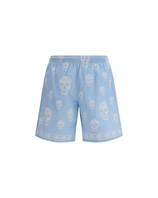 McQueen Blue Polyamide Shorts for men