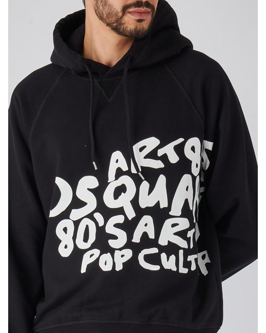DSquared² Black D2 Pop 80S Cool Fit Hoodie Sweatshirt for men