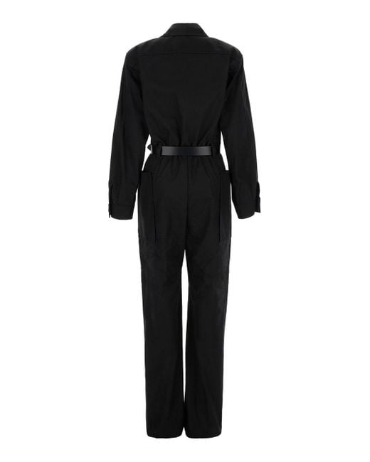 Saint Laurent Black Jumpsuit With Pockets And Belt