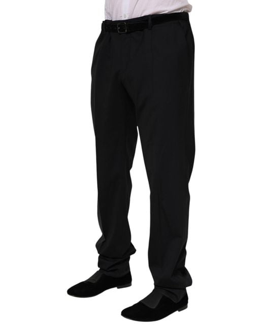 Dolce & Gabbana Black Wool Formal Dress Pants for men