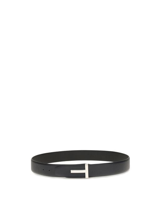 Tom Ford Black Reversible Leather Belt Calf Bos Taurus E Braces for men