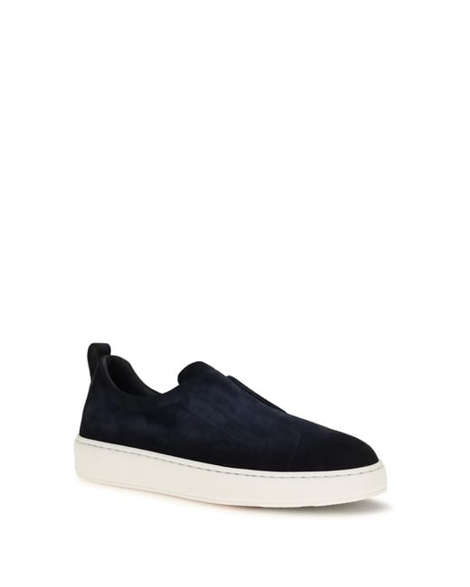 Santoni Blue Slip-On Sneakers for men