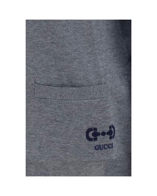 Gucci Blue Knit Wool Cardigan
