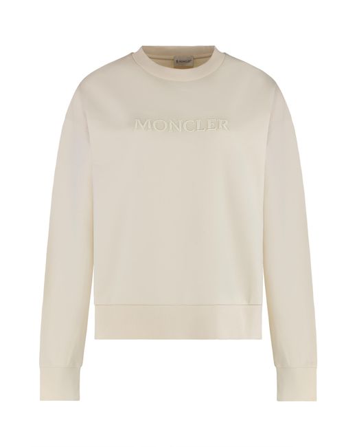 Moncler White Hoodie With Embroidered Logo Cotton Sweatshirts
